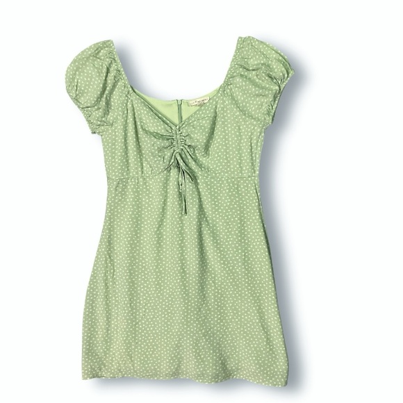 L.A. Hearts Mini Dress Sz M Puff Sleeves Sweatheart Y2K Coquette Cottagecore - Picture 1 of 12